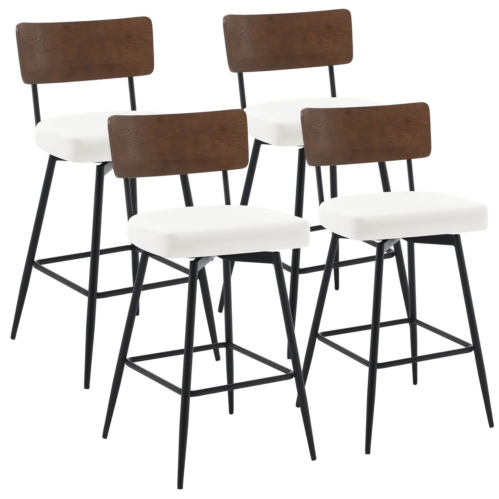 Lot de 2/3/4 tabourets de bar/comptoir pivotants rembourrés en similicuir