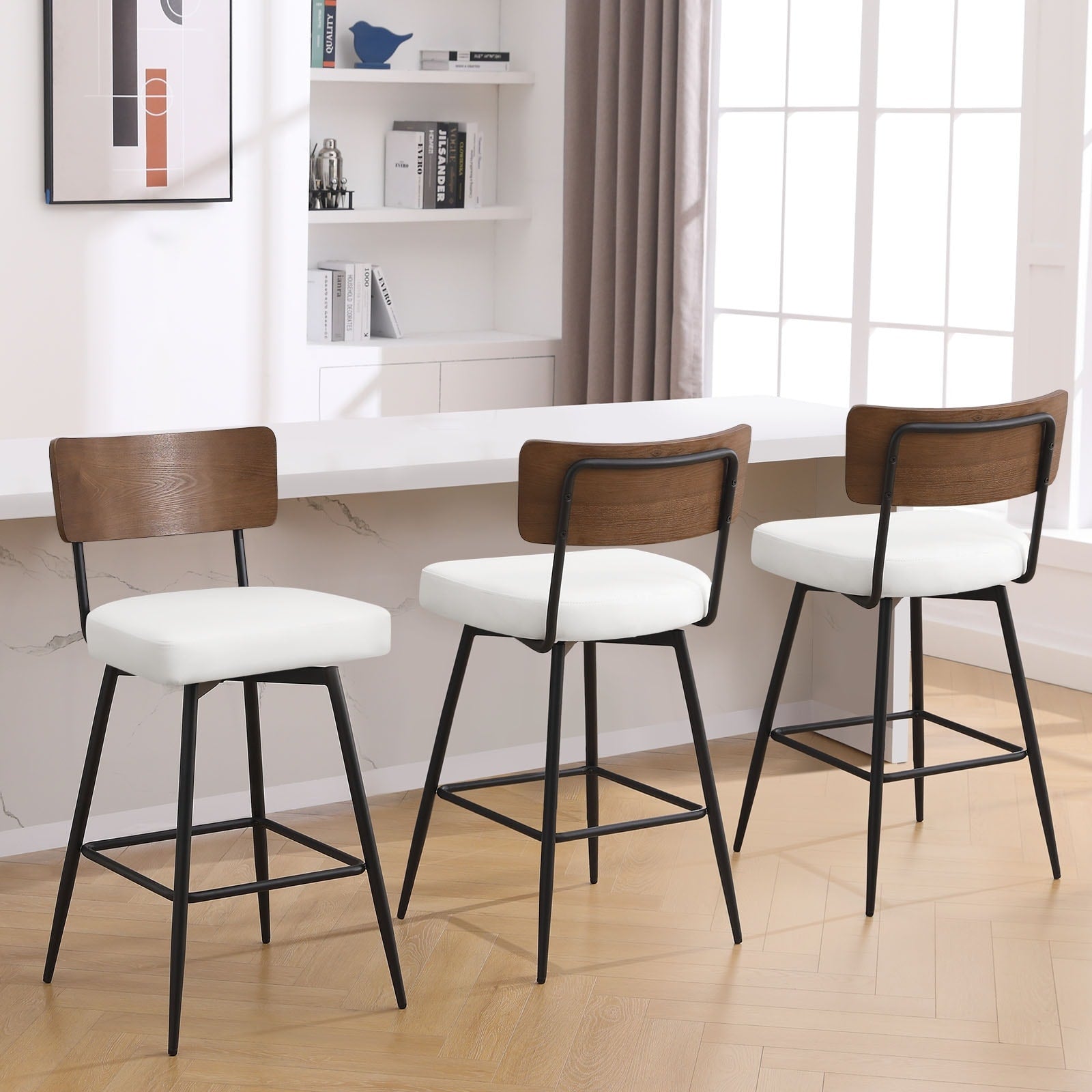 Lot de 2/3/4 tabourets de bar/comptoir pivotants rembourrés en similicuir