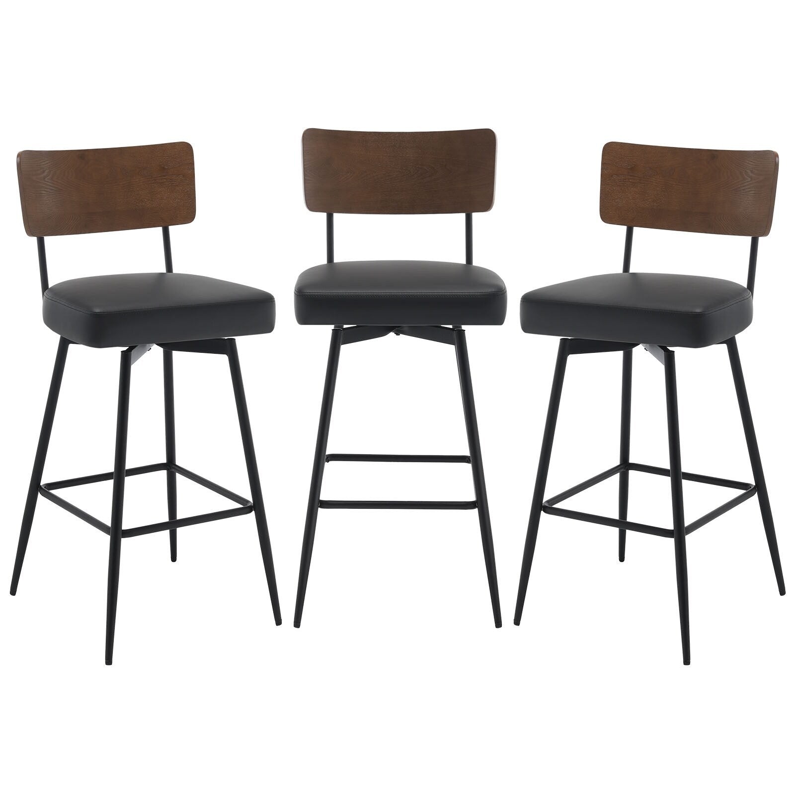 Lot de 2/3/4 tabourets de bar/comptoir pivotants rembourrés en similicuir