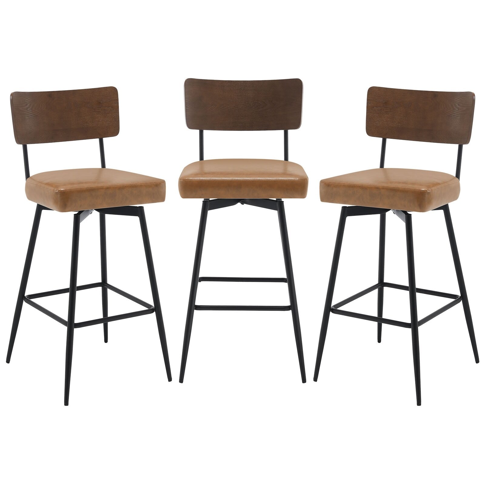 Lot de 2/3/4 tabourets de bar/comptoir pivotants rembourrés en similicuir