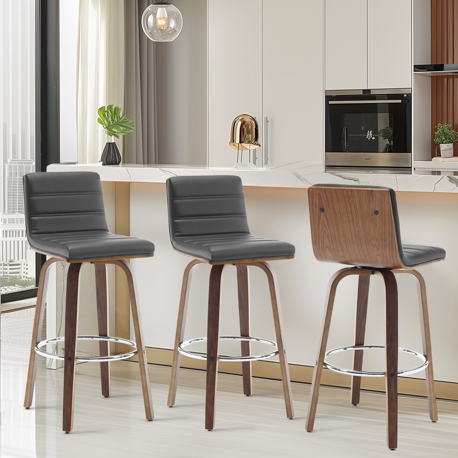 Tabourets de bar/comptoir pivotants en similicuir 26/29, lot de 2/3