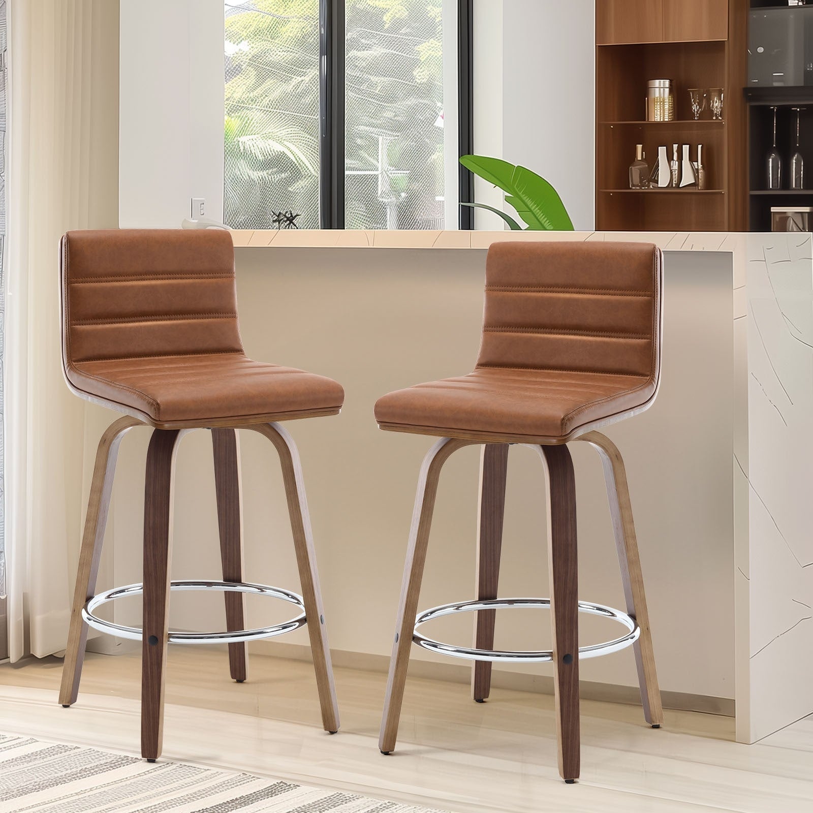 Tabourets de bar/comptoir pivotants en similicuir 26/29, lot de 2/3