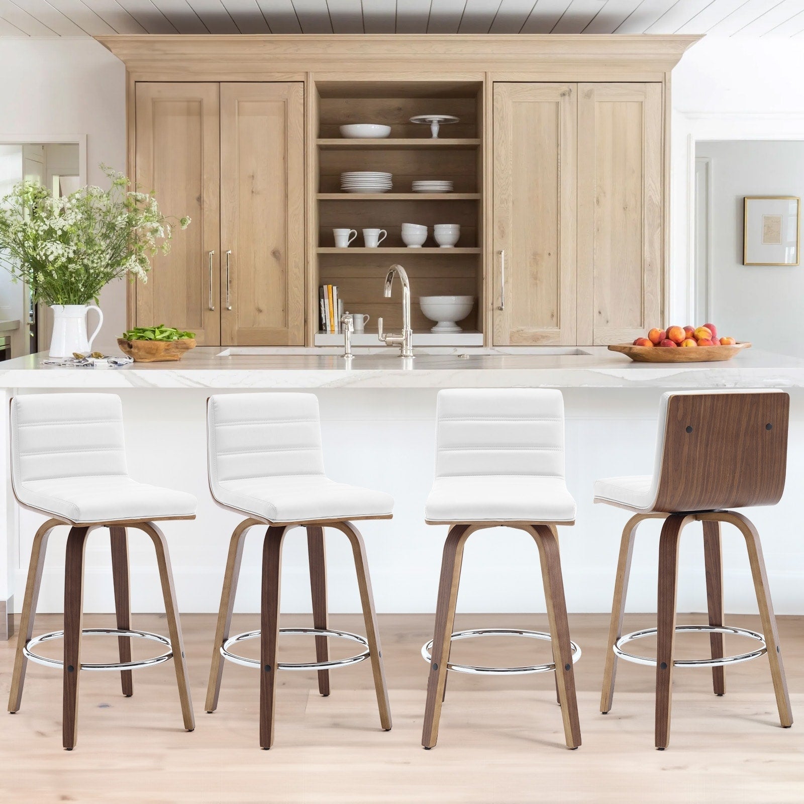 Tabourets de bar/comptoir pivotants en similicuir 26/29, lot de 2/3