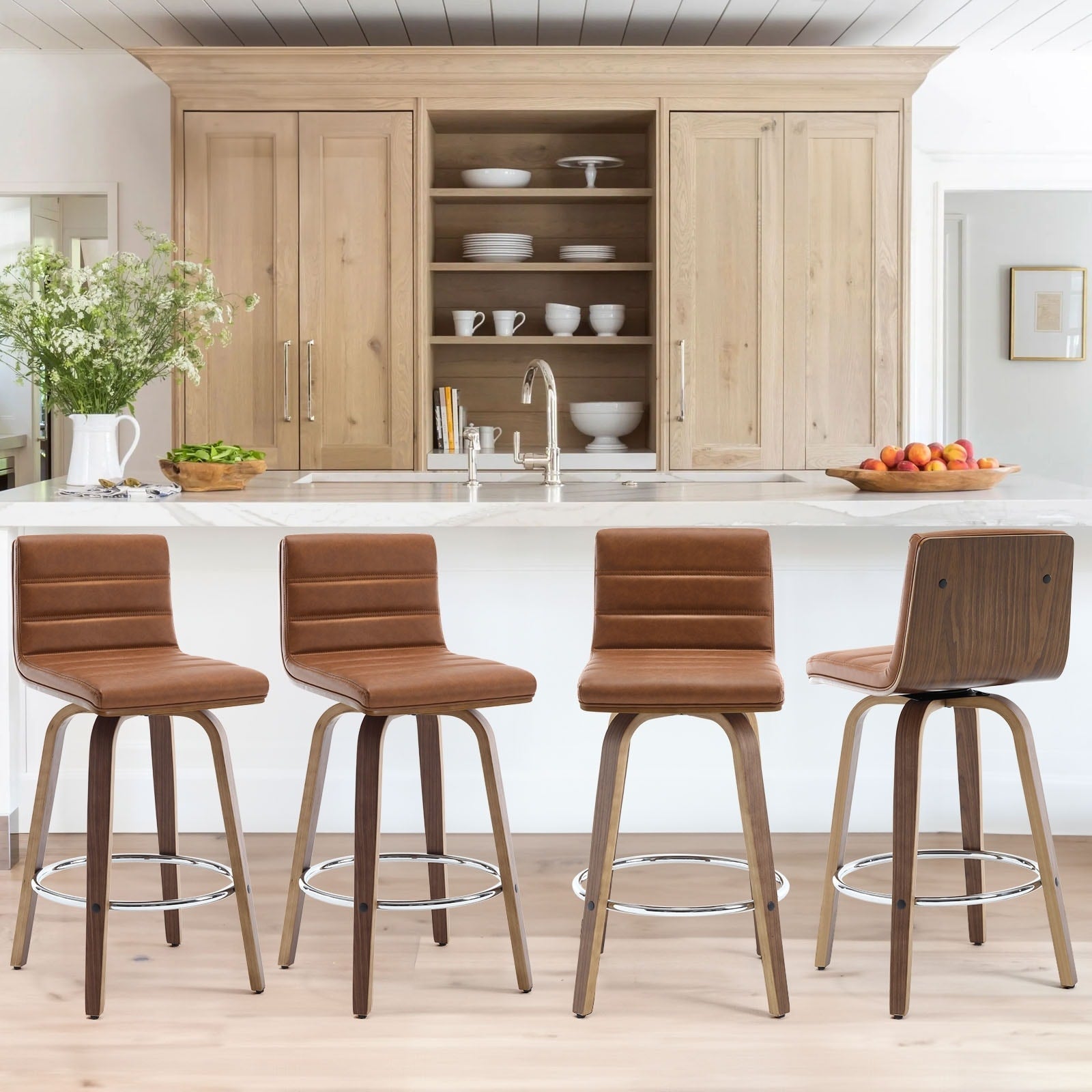 Tabourets de bar/comptoir pivotants en similicuir 26/29, lot de 2/3