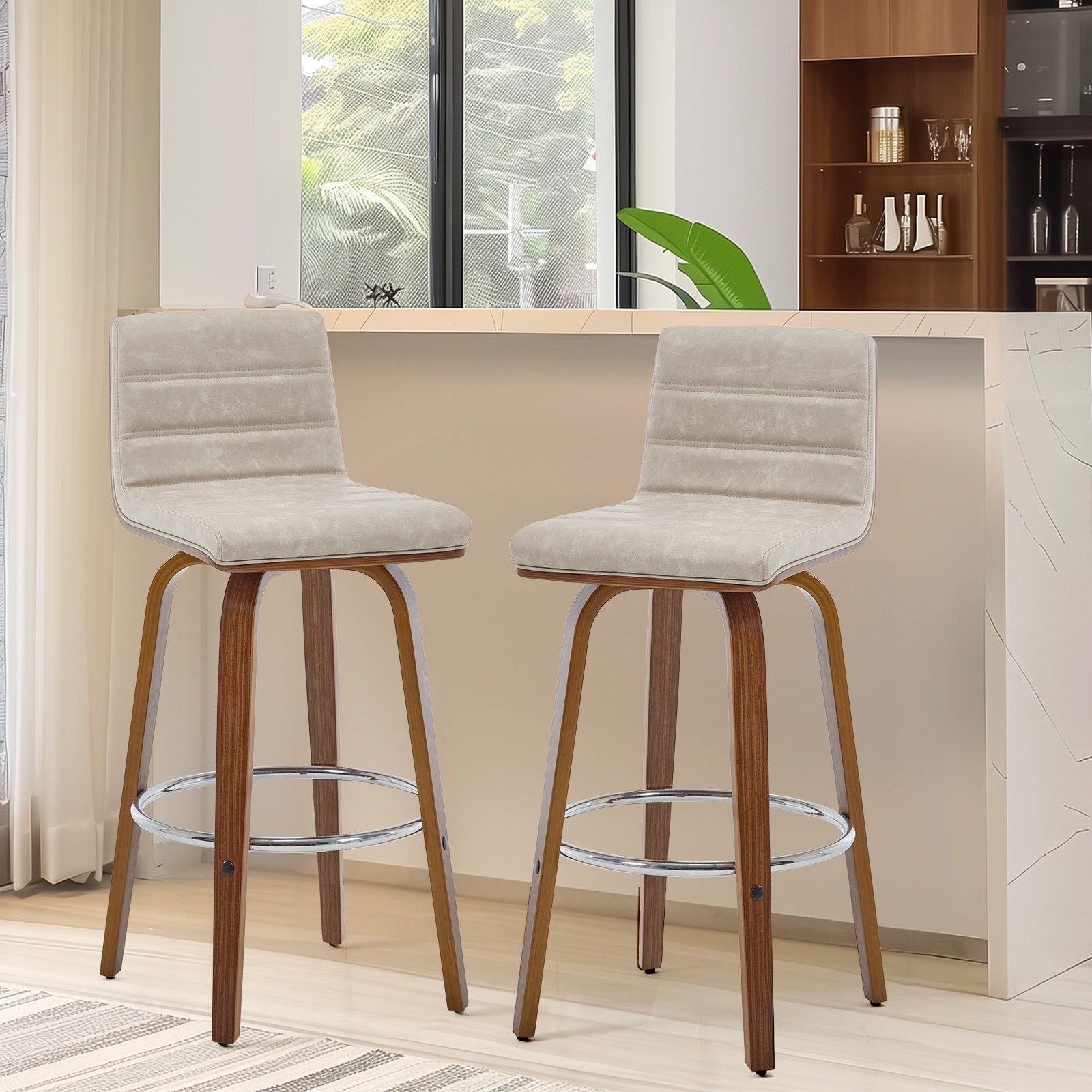 Tabourets de bar/comptoir pivotants en similicuir 26/29, lot de 2/3