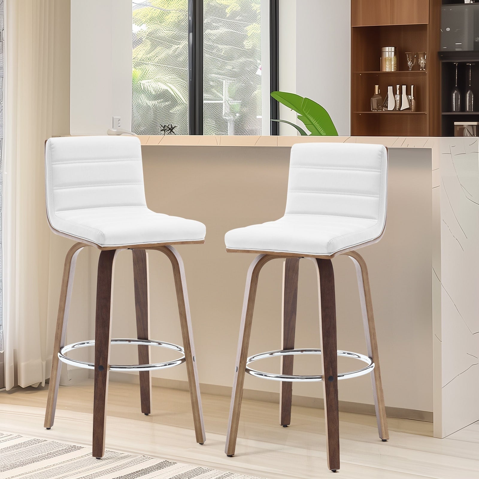 Tabourets de bar/comptoir pivotants en similicuir 26/29, lot de 2/3