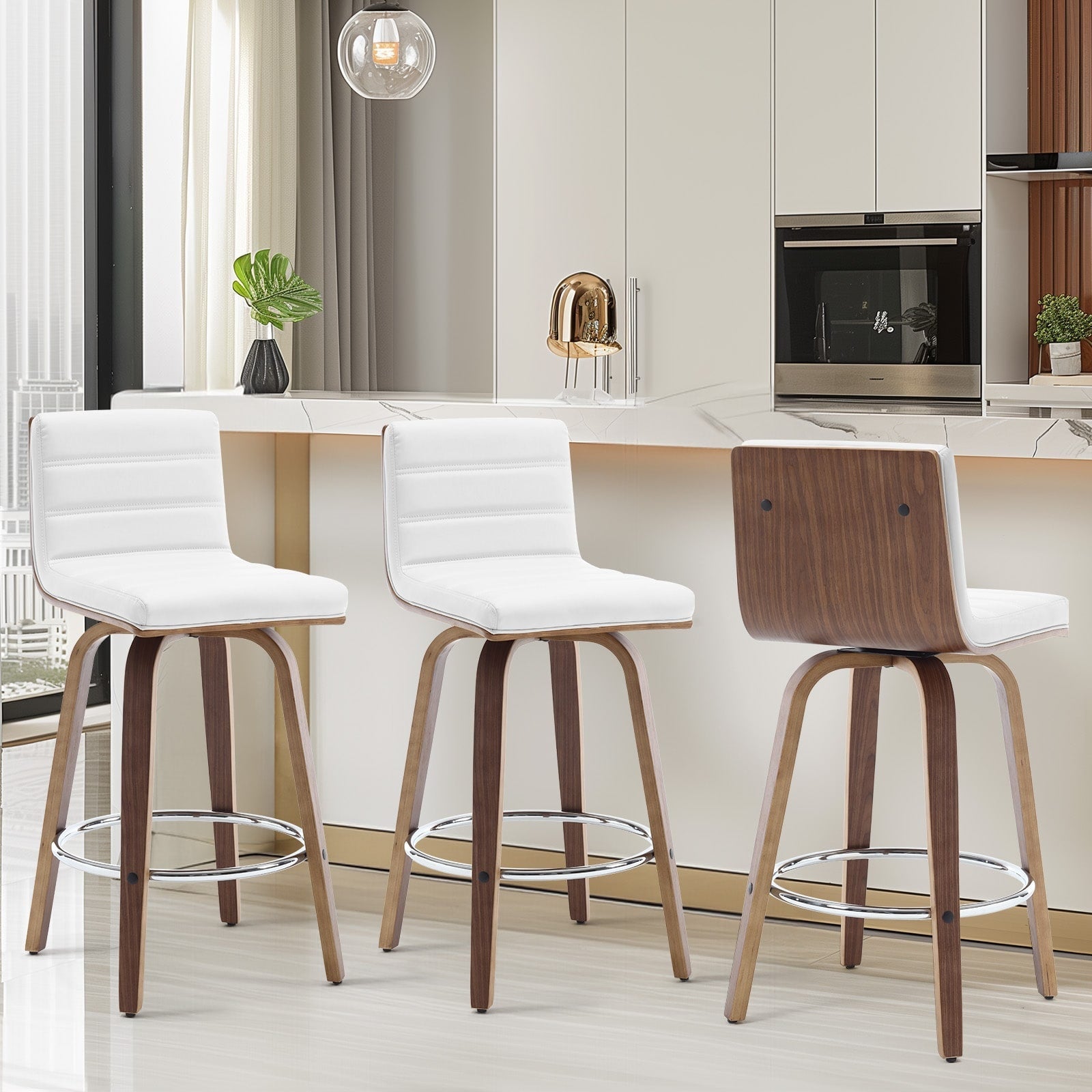 Tabourets de bar/comptoir pivotants en similicuir 26/29, lot de 2/3