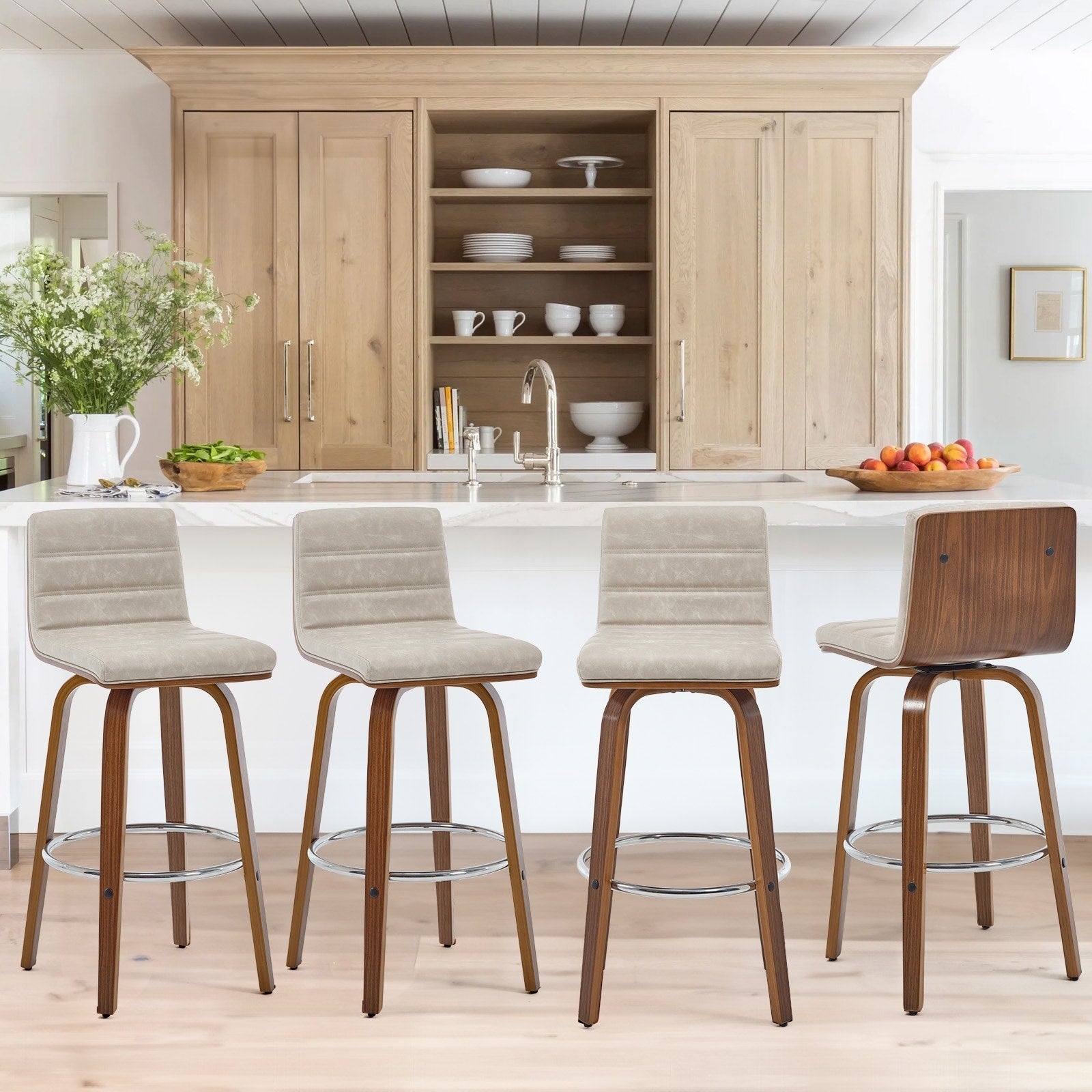 Tabourets de bar/comptoir pivotants en similicuir 26/29, lot de 2/3