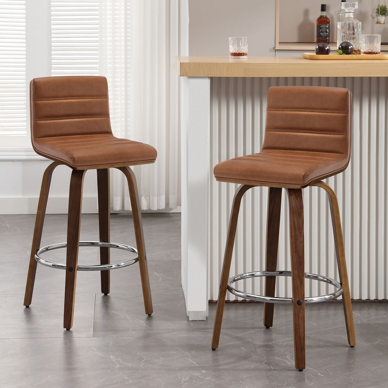 Tabourets de bar/comptoir pivotants en similicuir 26/29, lot de 2/3