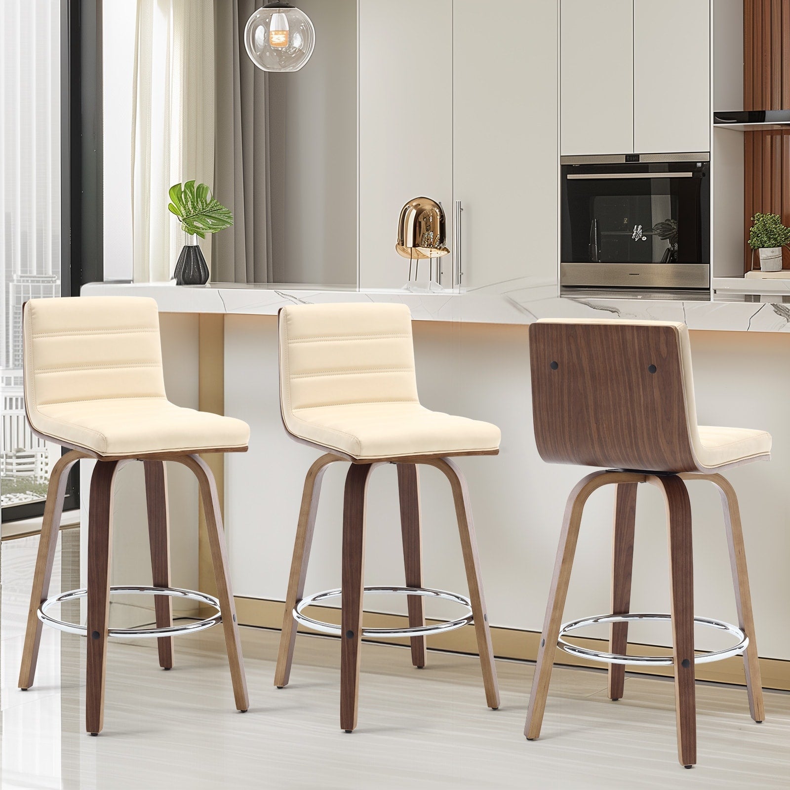 Tabourets de bar/comptoir pivotants en similicuir 26/29, lot de 2/3