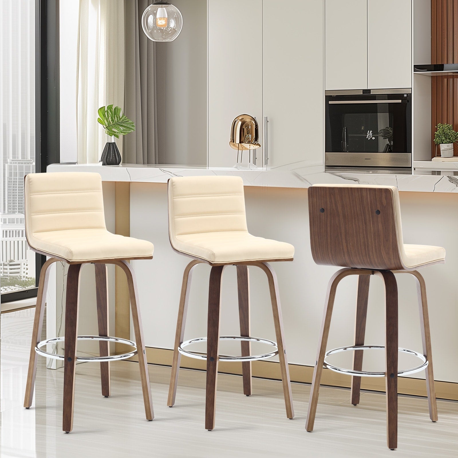 Tabourets de bar/comptoir pivotants en similicuir 26/29, lot de 2/3