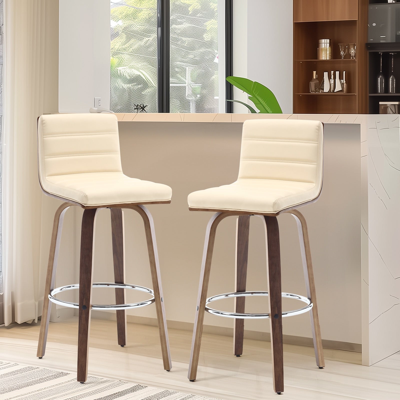 Tabourets de bar/comptoir pivotants en similicuir 26/29, lot de 2/3