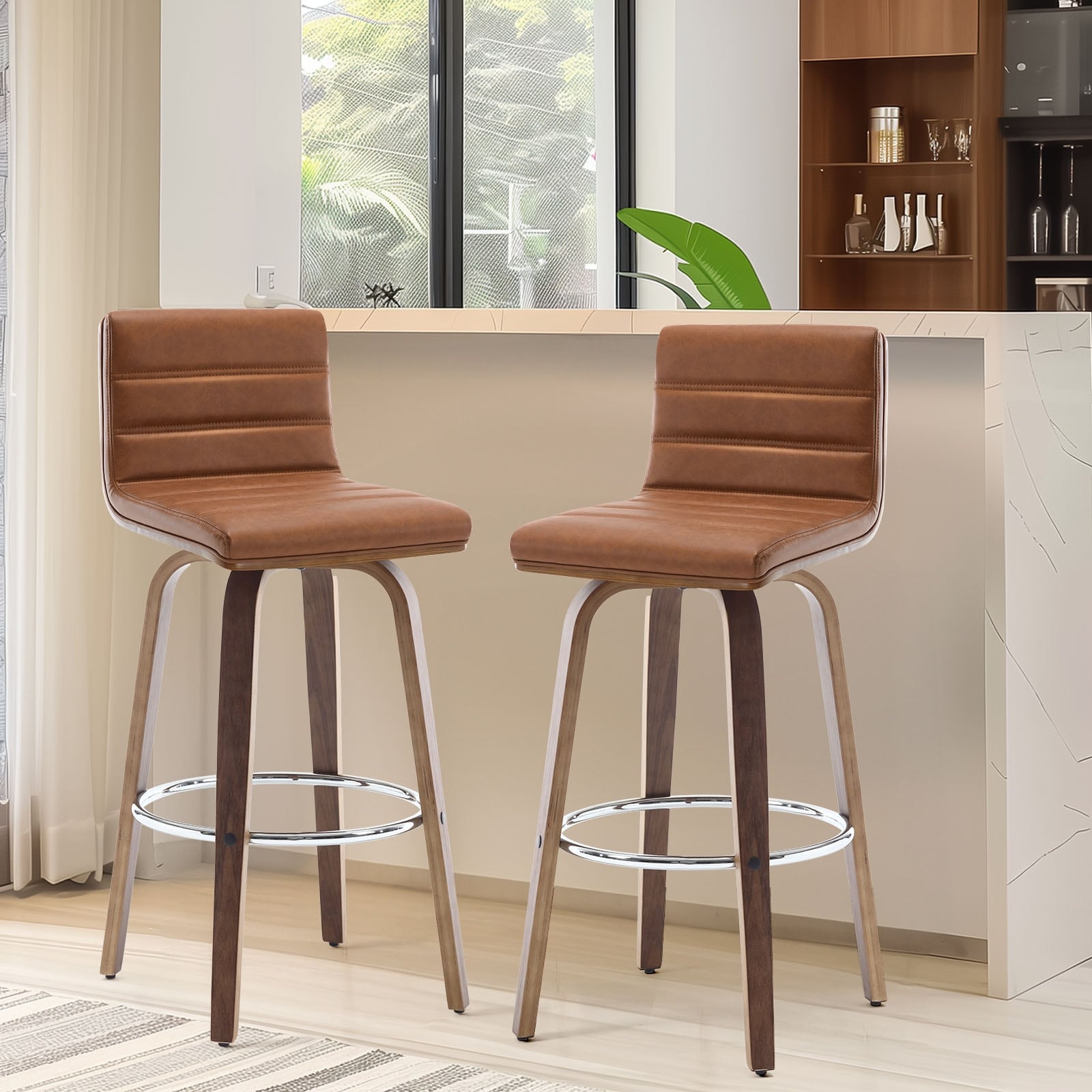 Tabourets de bar/comptoir pivotants en similicuir 26/29, lot de 2/3