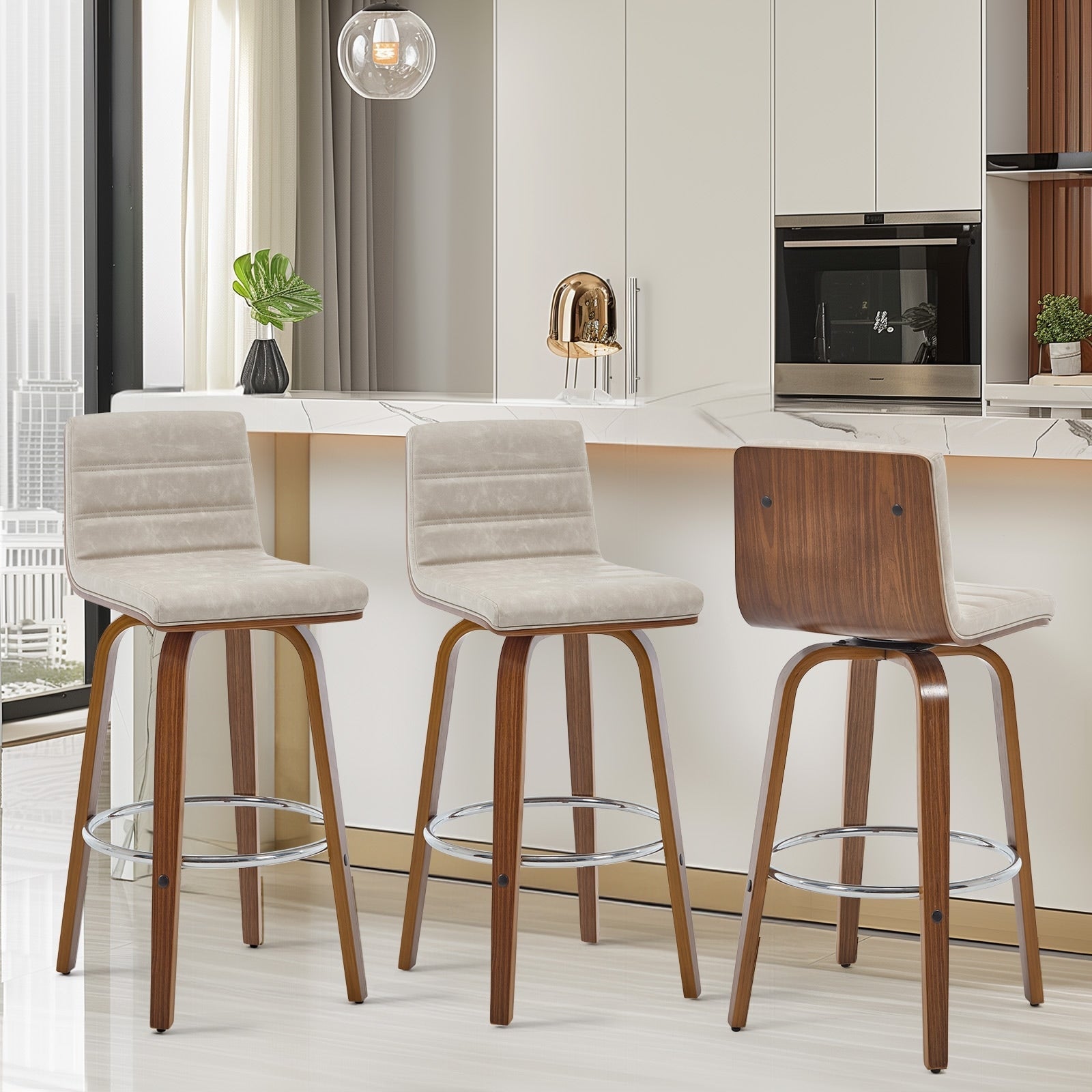 Tabourets de bar/comptoir pivotants en similicuir 26/29, lot de 2/3