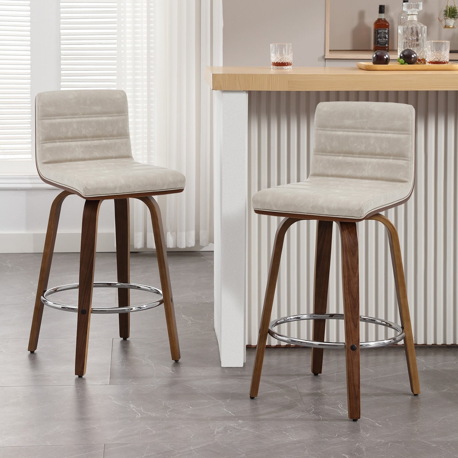 Tabourets de bar/comptoir pivotants en similicuir 26/29, lot de 2/3