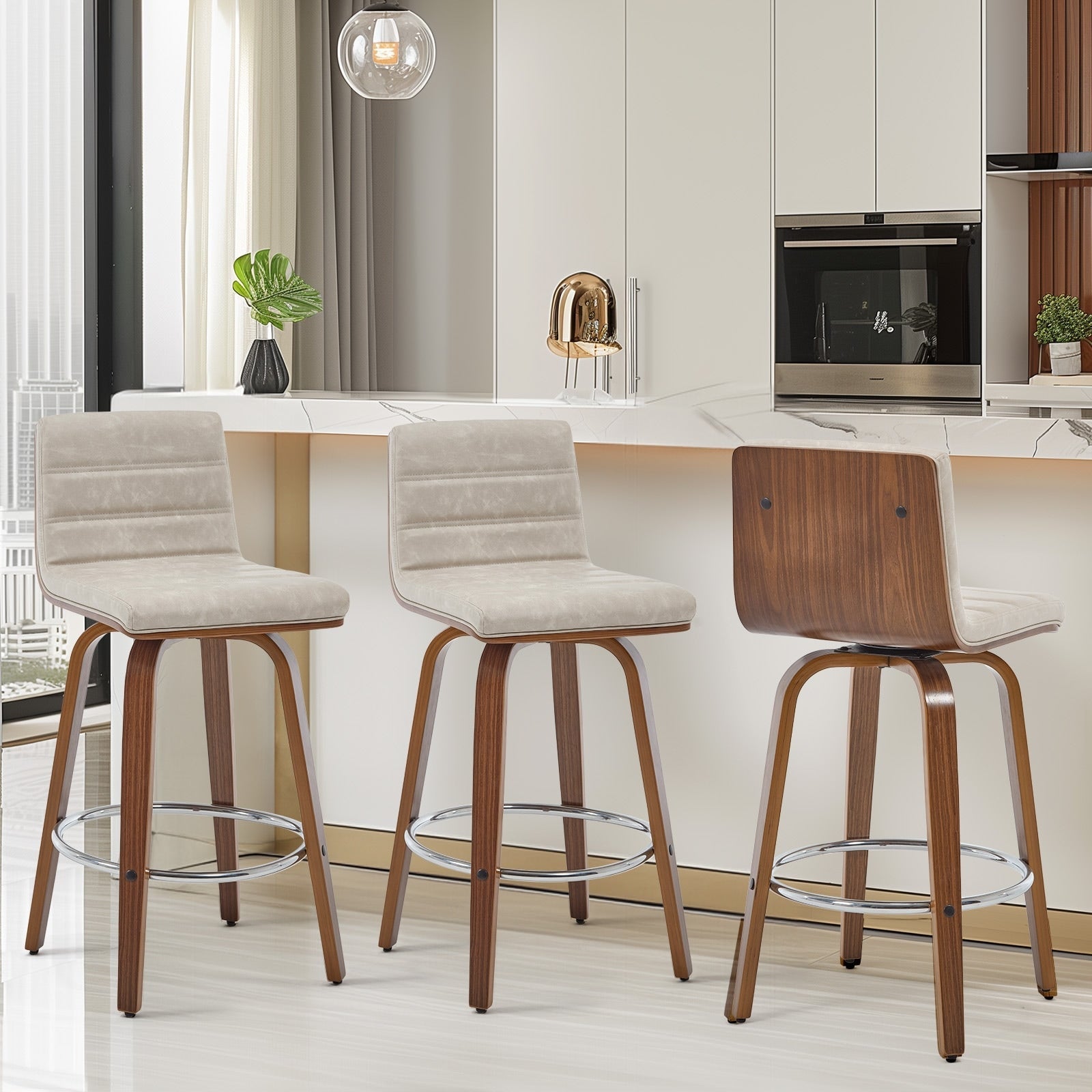 Tabourets de bar/comptoir pivotants en similicuir 26/29, lot de 2/3
