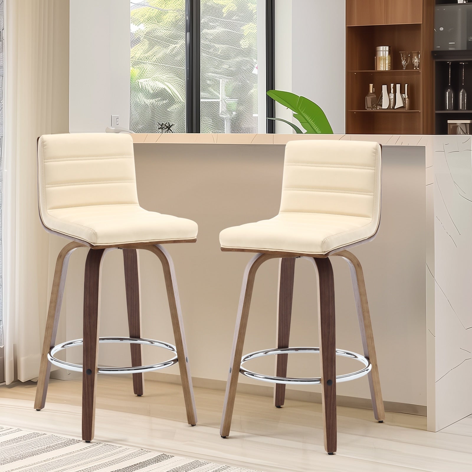 Tabourets de bar/comptoir pivotants en similicuir 26/29, lot de 2/3