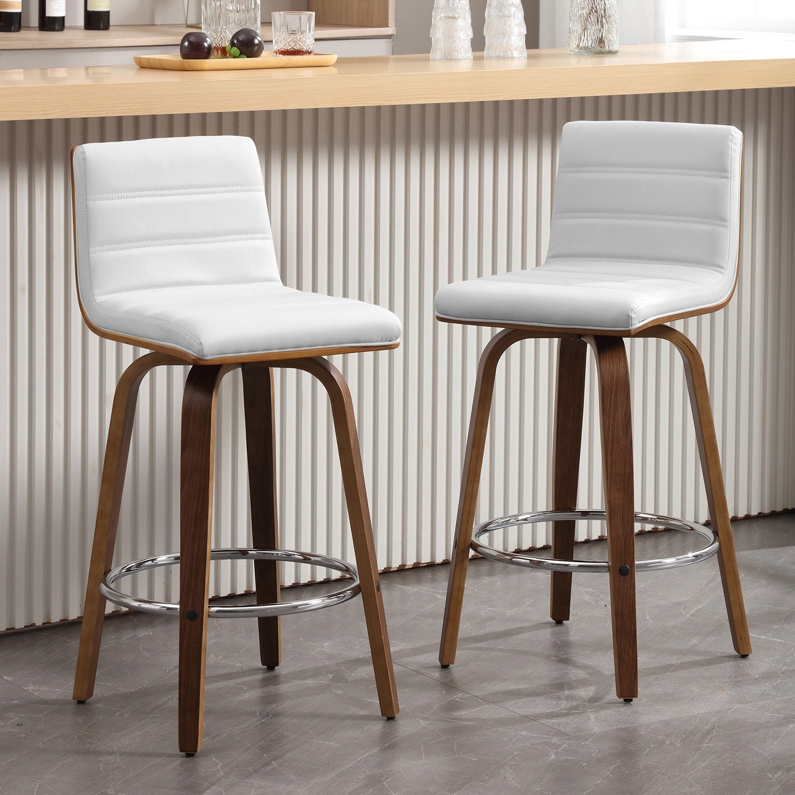 Tabourets de bar/comptoir pivotants en similicuir 26/29, lot de 2/3