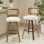 Tabourets de bar pivotants 26/29 avec pieds en bois courbé