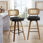 Tabourets de bar pivotants 26/29 avec pieds en bois courbé