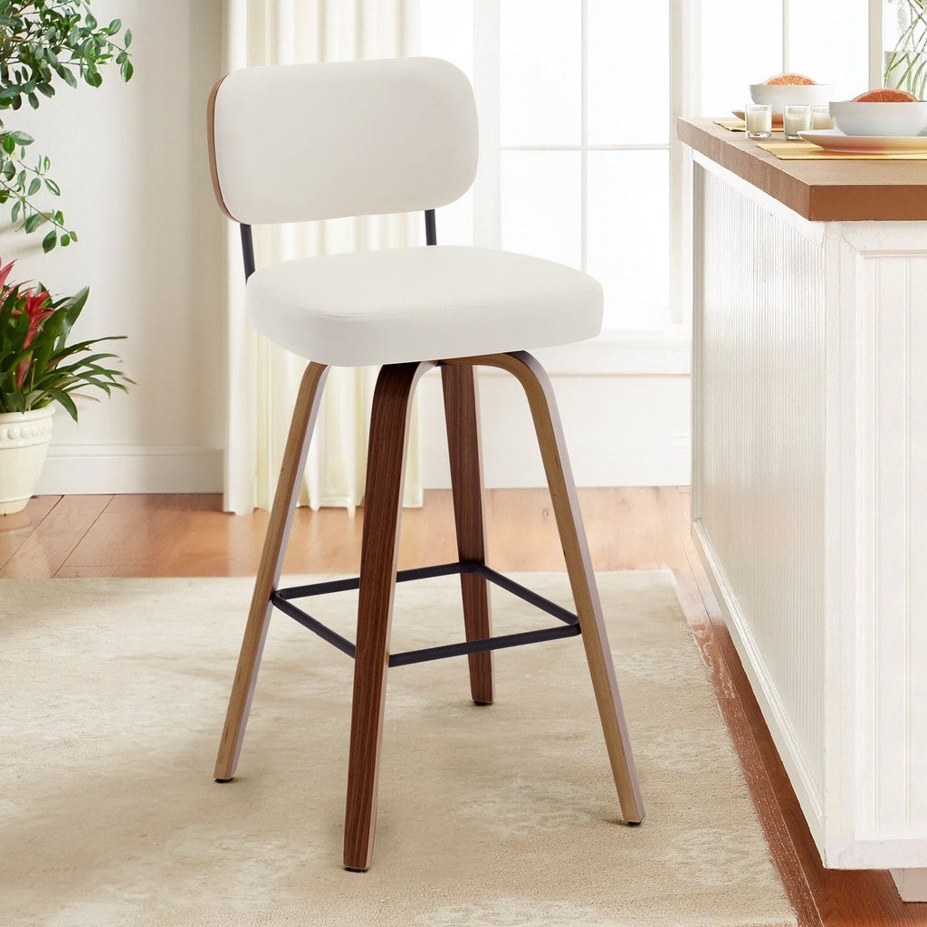 Tabourets de bar pivotants 26/29 avec pieds en bois courbé