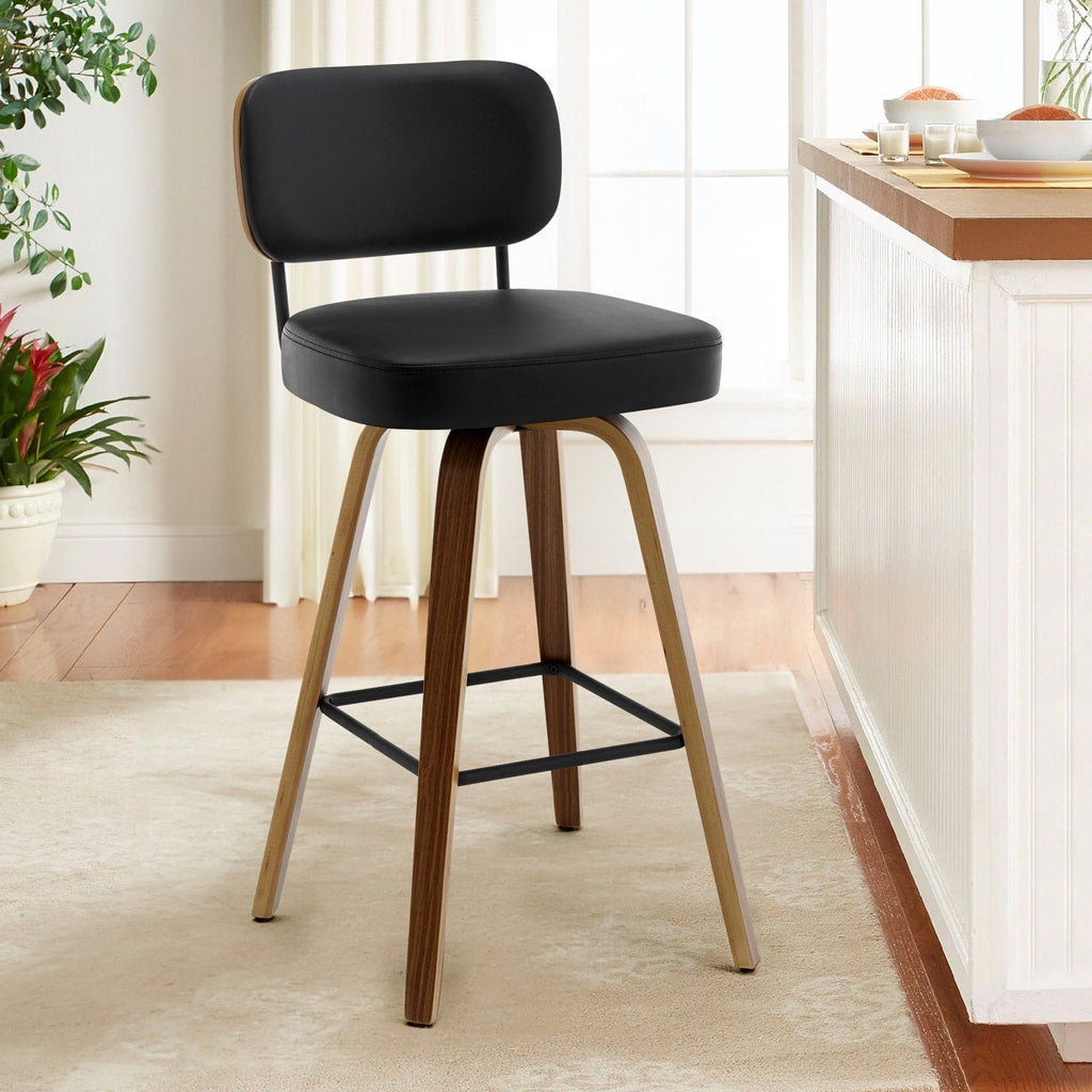 Tabourets de bar pivotants 26/29 avec pieds en bois courbé