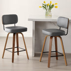 Tabourets de bar pivotants 26/29 avec pieds en bois courbé