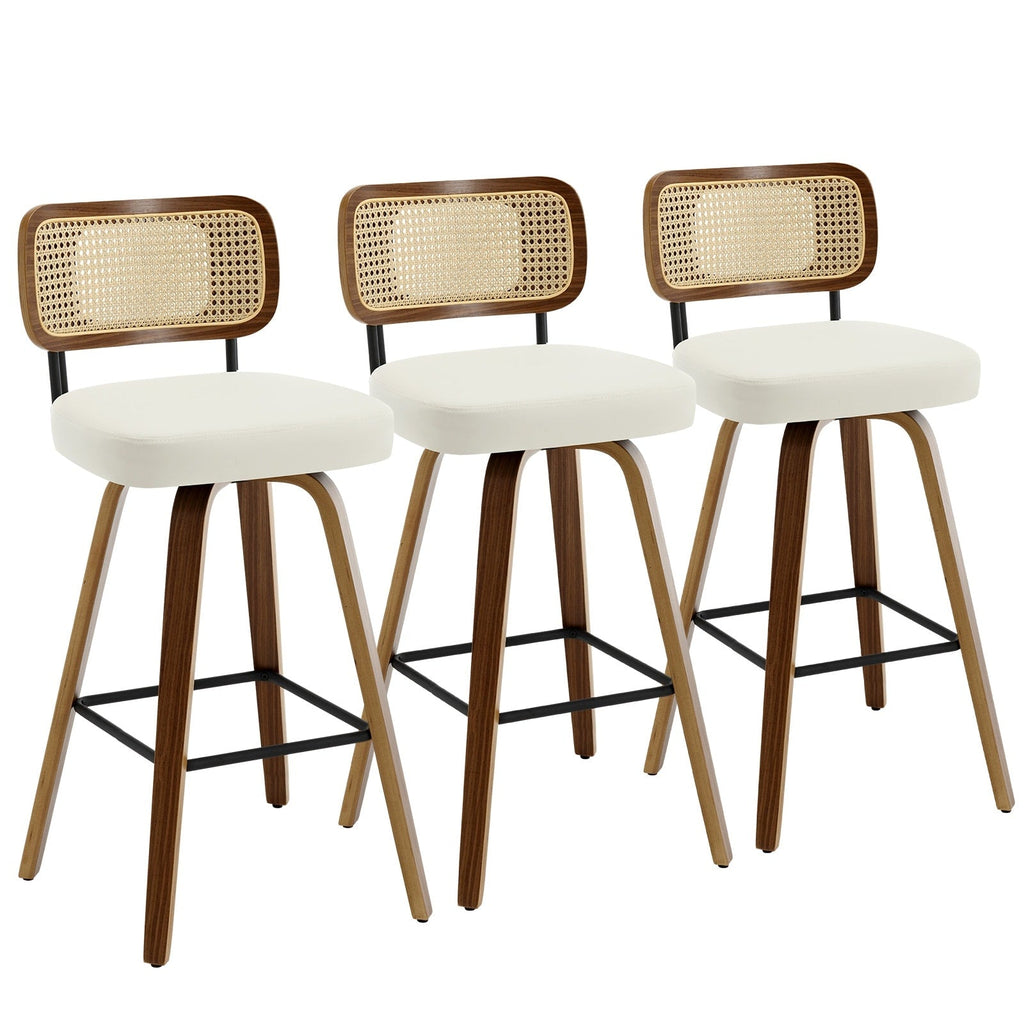 Tabourets de bar pivotants 26/29 avec pieds en bois courbé