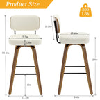 Tabourets de bar pivotants 26/29 avec pieds en bois courbé