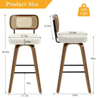 Tabourets de bar pivotants 26/29 avec pieds en bois courbé
