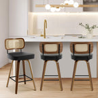 Tabourets de bar pivotants 26/29 avec pieds en bois courbé