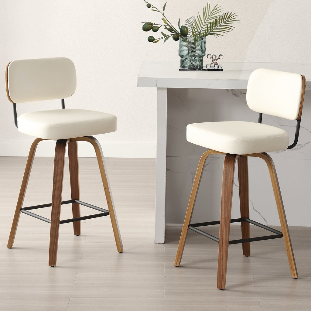 Tabourets de bar pivotants 26/29 avec pieds en bois courbé