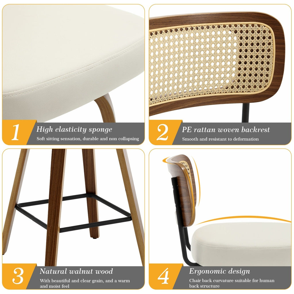 Tabourets de bar pivotants 26/29 avec pieds en bois courbé