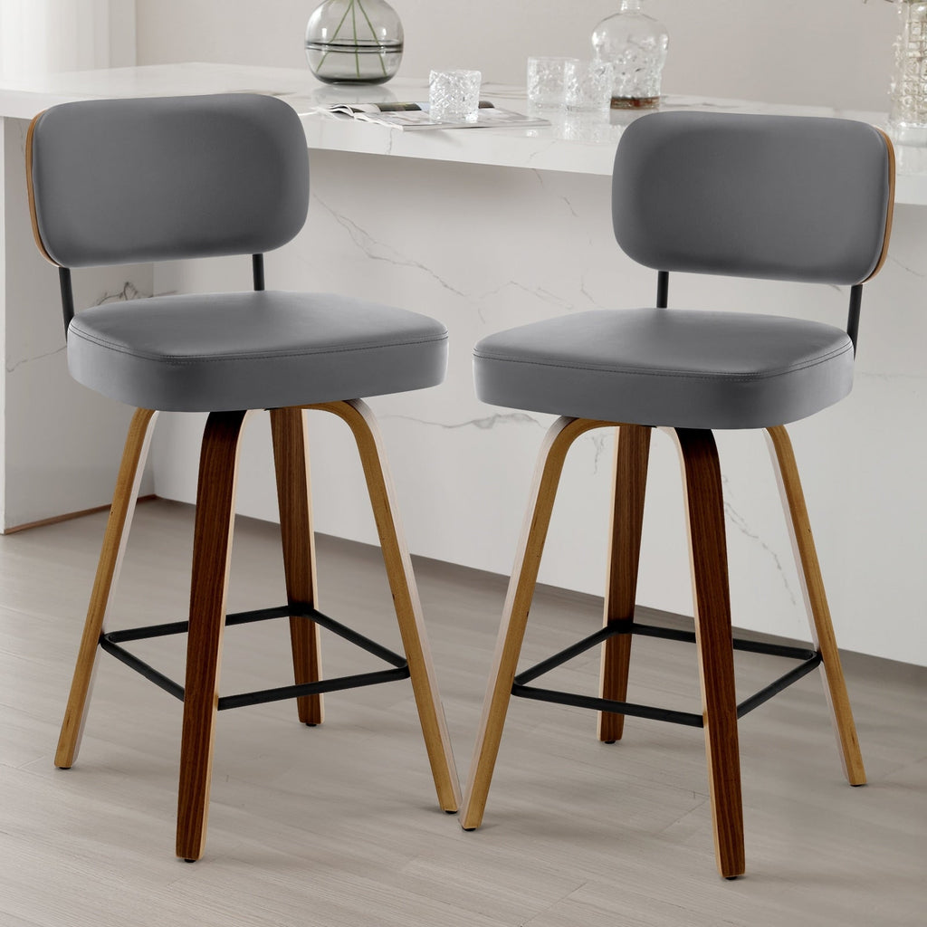 Tabourets de bar pivotants 26/29 avec pieds en bois courbé