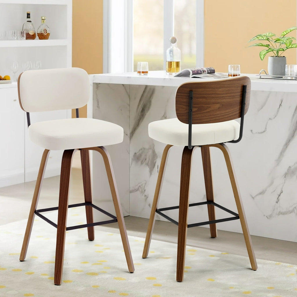 Tabourets de bar pivotants 26/29 avec pieds en bois courbé