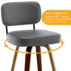 Tabourets de bar pivotants 26/29 avec pieds en bois courbé