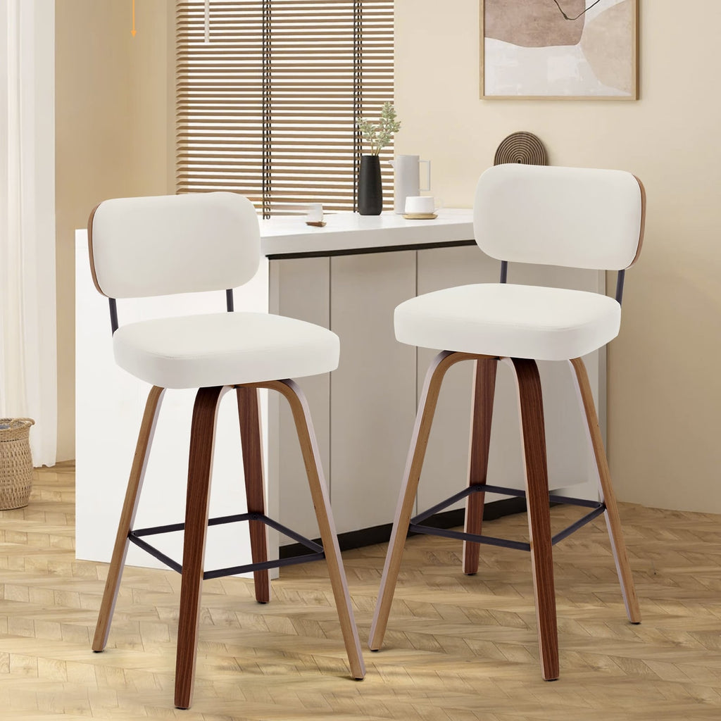 Tabourets de bar pivotants 26/29 avec pieds en bois courbé