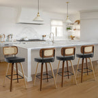 Tabourets de bar pivotants 26/29 avec pieds en bois courbé