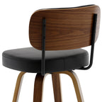 Tabourets de bar pivotants 26/29 avec pieds en bois courbé