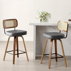Tabourets de bar pivotants 26/29 avec pieds en bois courbé