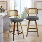 Tabourets de bar pivotants 26/29 avec pieds en bois courbé