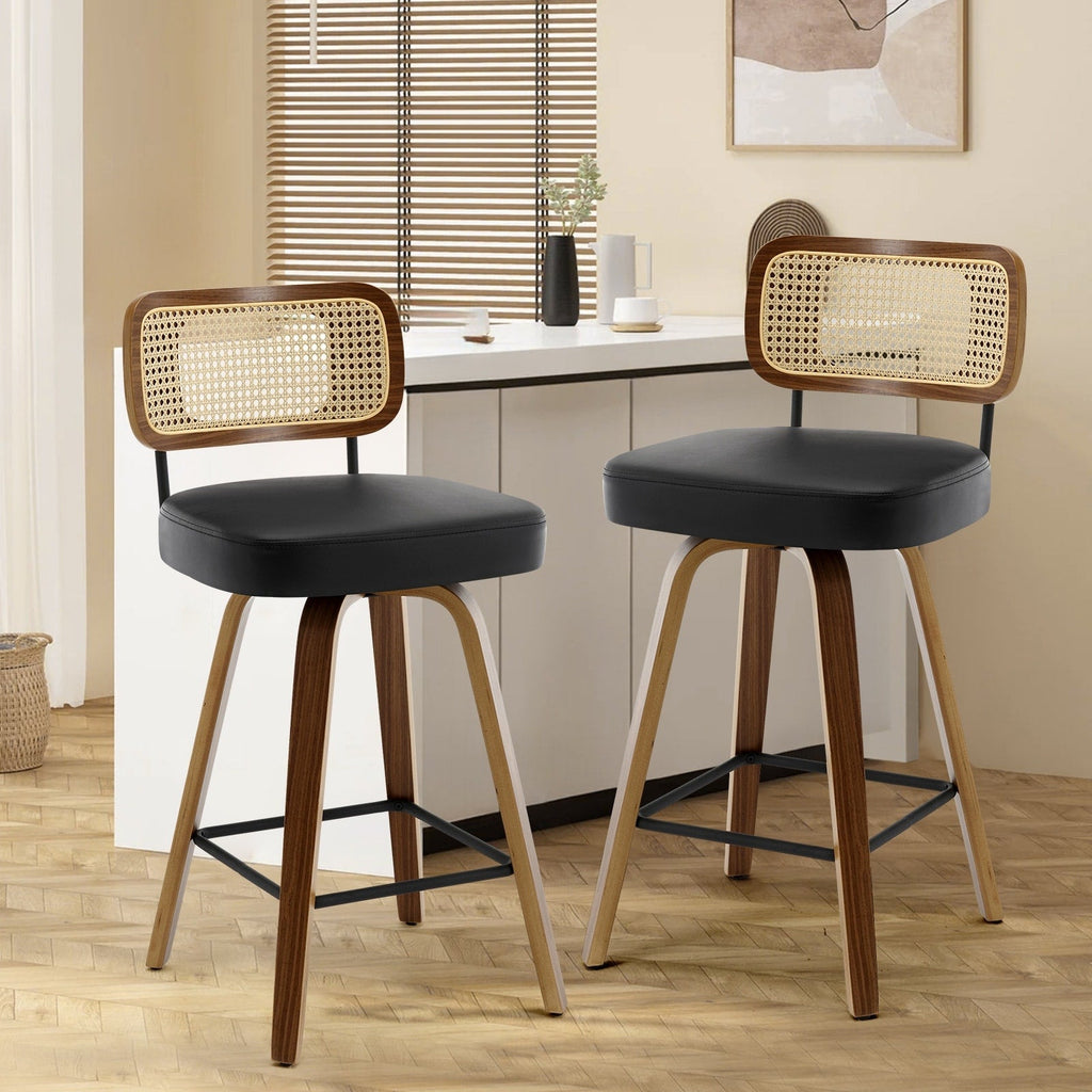 Tabourets de bar pivotants 26/29 avec pieds en bois courbé