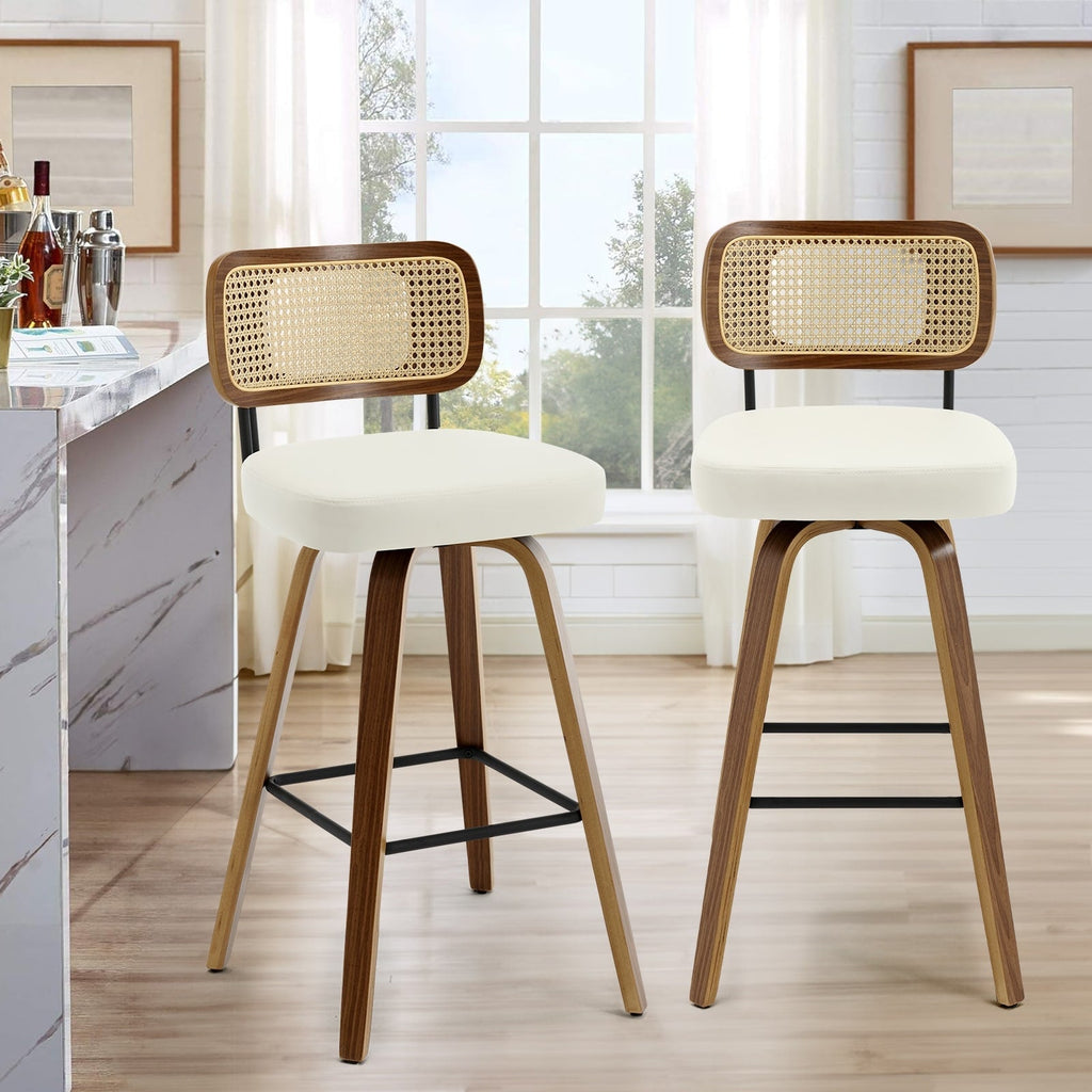 Tabourets de bar pivotants 26/29 avec pieds en bois courbé
