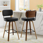 Tabourets de bar pivotants 26/29 avec pieds en bois courbé