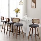 Tabourets de bar pivotants 26/29 avec pieds en bois courbé