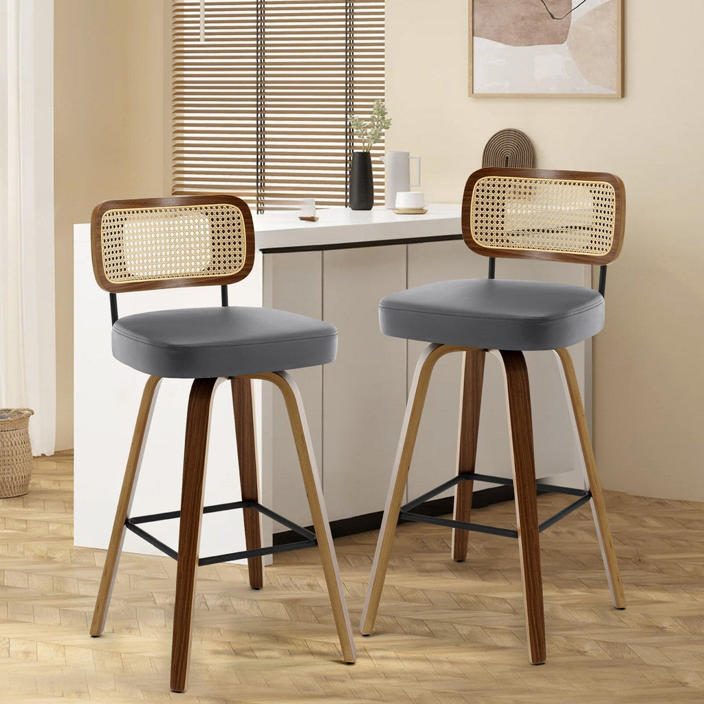 Tabourets de bar pivotants 26/29 avec pieds en bois courbé