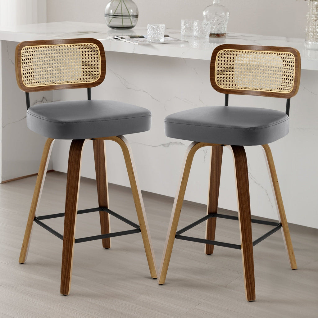 Tabourets de bar pivotants 26/29 avec pieds en bois courbé