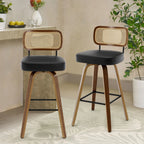 Tabourets de bar pivotants 26/29 avec pieds en bois courbé