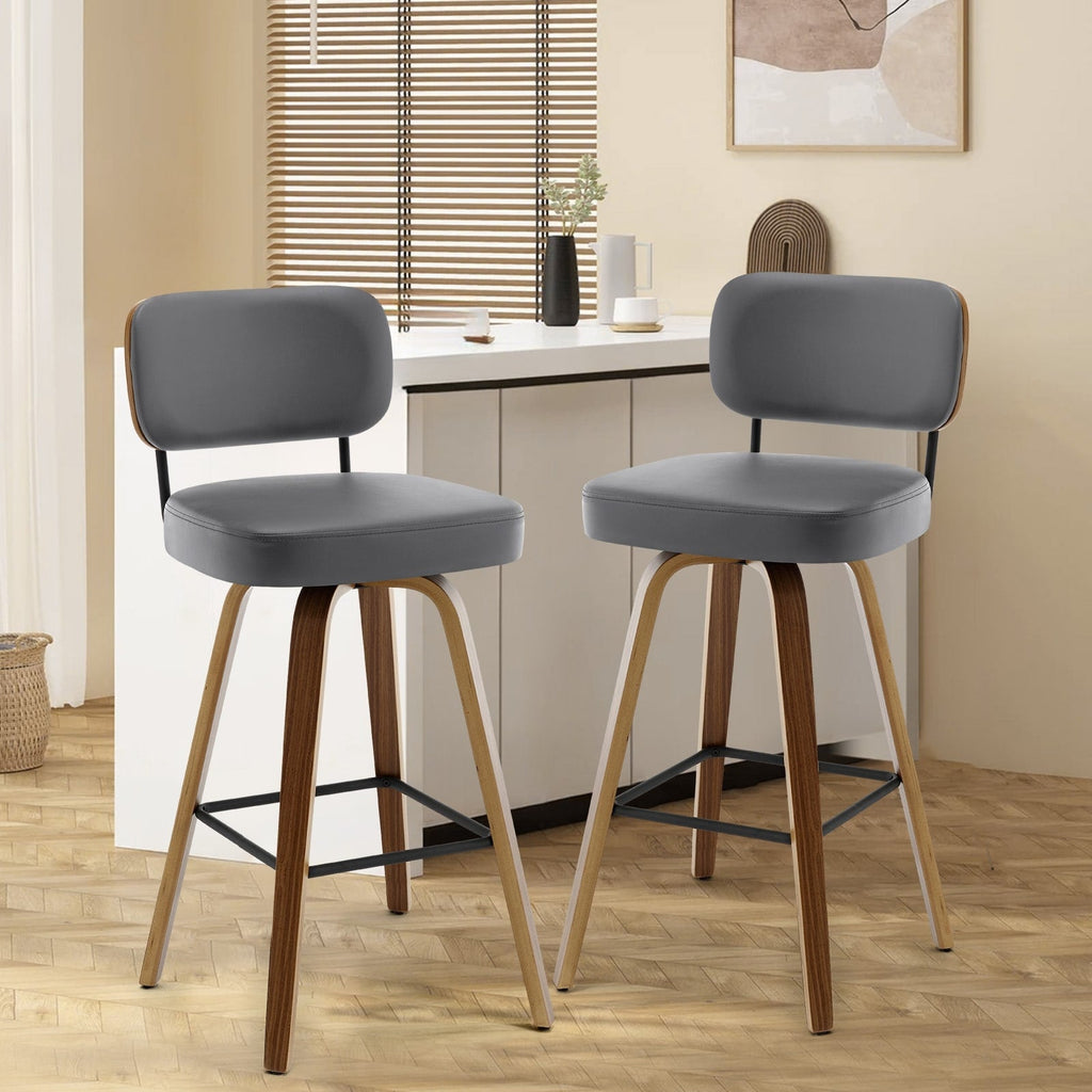 Tabourets de bar pivotants 26/29 avec pieds en bois courbé
