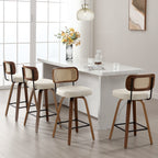 Tabourets de bar pivotants 26/29 avec pieds en bois courbé